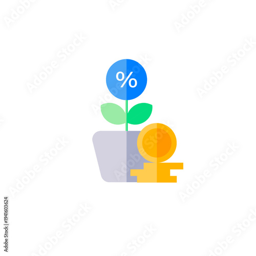 Compound interest icon for financial growth and long term investment strategy concept.