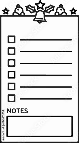 A Christmas-themed to-do list and notes section with checkboxes