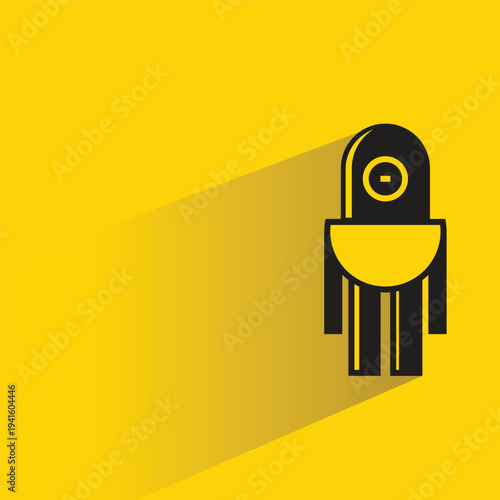 cartoon robot avatar with shadow on yellow background