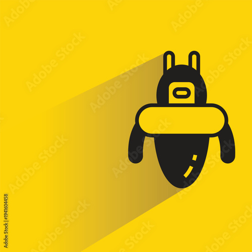 cartoon robot avatar with shadow on yellow background