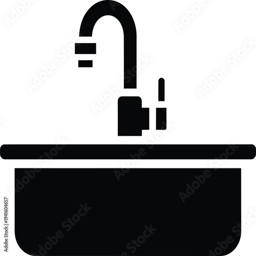 High-quality kitchen sink mixer tap vector illustration for bathroom and kitchen design, plumbing fixtures, sanitary ware, water faucet, and modern interior projects