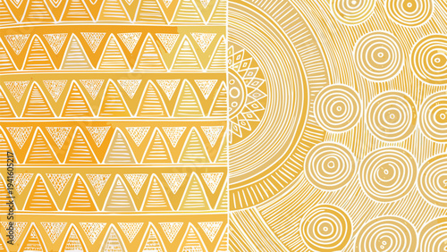 Set of 2 gold geometric patterns vector