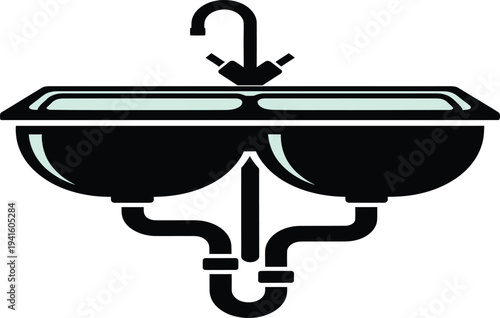 High-quality kitchen sink mixer tap vector illustration for bathroom and kitchen design, plumbing fixtures, sanitary ware, water faucet, and modern interior projects