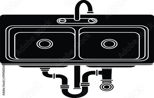 High-quality kitchen sink mixer tap vector illustration for bathroom and kitchen design, plumbing fixtures, sanitary ware, water faucet, and modern interior projects