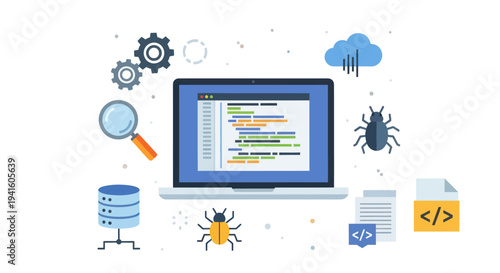 Software Development Process: Coding Debugging Cloud and Database.