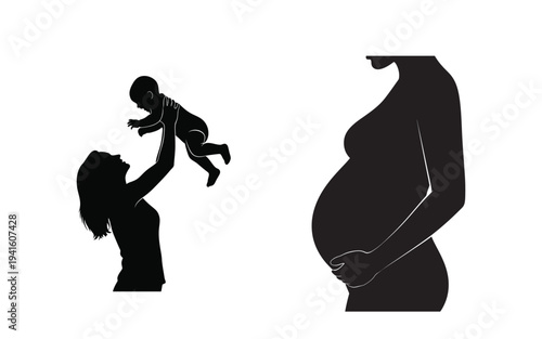 Pregnant woman and mother silhouette