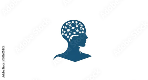 Silhouette of a Human Head with Brain Illustration.