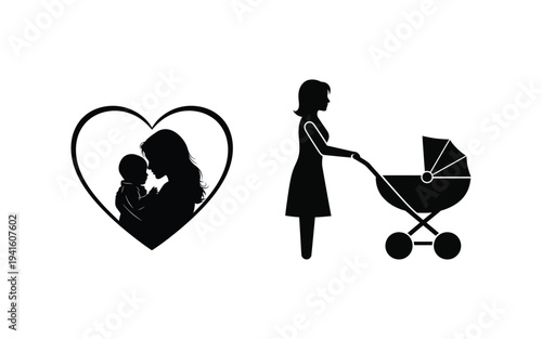 Motherhood and family love silhouette