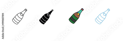 Luxury Champagne Bottle Icon for Celebrations, Weddings, and Parties. Symbol Vector Illustration.