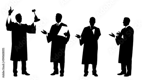 Silhouettes of Judges and Legal Professionals Representing Justice, Authority, and the Judicial System