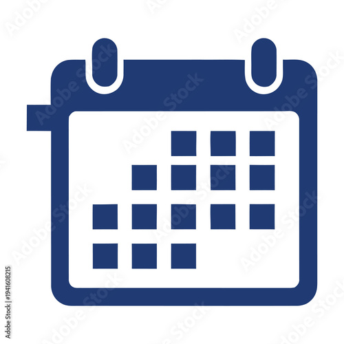 Blue calendar icon with dates on a white background icon