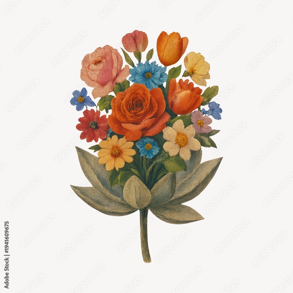 Fototapeta premium Vibrant floral bouquet illustration
