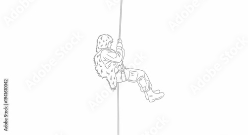 Soldier rappelling down rope in camouflage gear, action, military, extreme sport