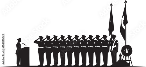 Military ceremony vector silhouette parade guards illustration line art honors presentation
