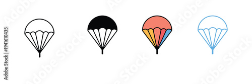 Skydiving Parachute Icon for Adventure Sports and Emergency Delivery. Symbol Vector Illustration.