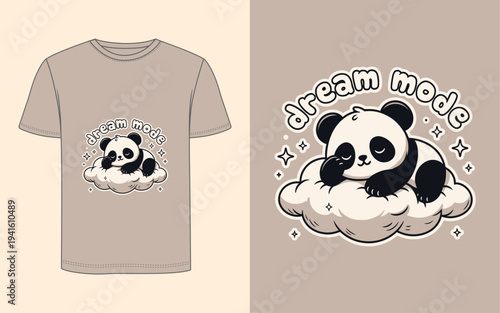 Cute panda illustration on a shirt and design. This image perfectly captures the essence of tranquility.