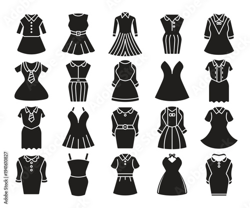 fashion dress icons set vector illustration