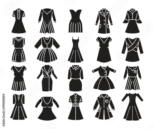 fashion dress icons set vector illustration