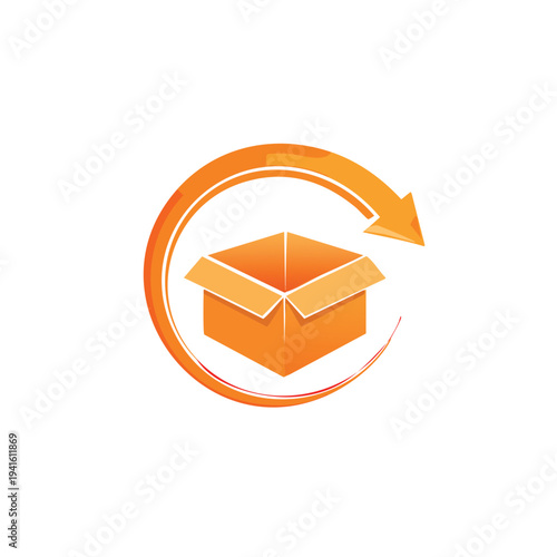 vector Orange Box with Open Lid and Arrow