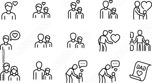 Father and child icons: love, family, protection, support, and connection