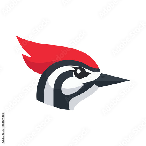 Woodpecker bird head vector logo design illustration on white background.