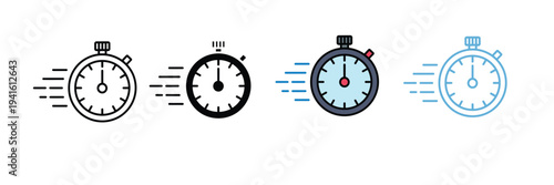 Fast Stopwatch Timer Icon for Speed, Deadline, and Performance Tracking. Symbol Vector Illustration.