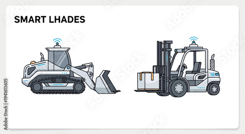 Smart autonomous heavy equipment: track loader and forklift vehicles.