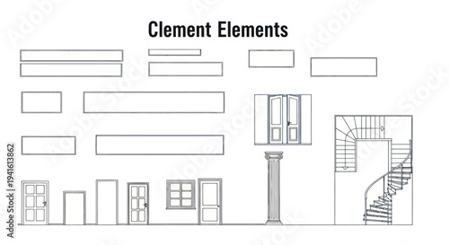 Architectural Elements: Detailed Line Drawings of Building Components.