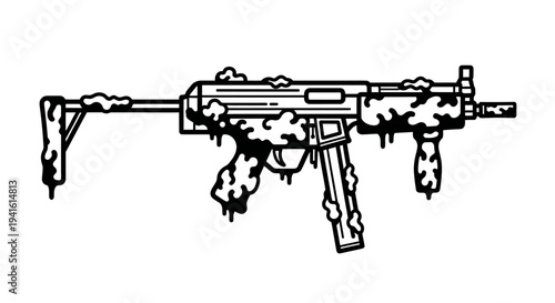 Stylized MP5 Submachine Gun with Dripping Paint Effect