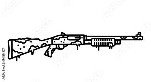 Stylized Shotgun Icon with Grunge Texture - Vector Illustration