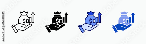 Income Icon Sheet Multiple Style Collection Isolated Vector