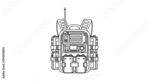 Tactical Backpack with Radio Equipment, Communication Gear, Military Style
