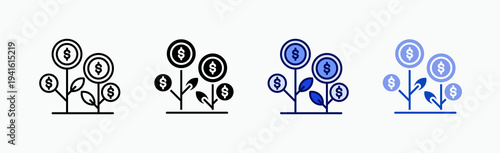 Prosper Icon Sheet Multiple Style Collection Isolated Vector