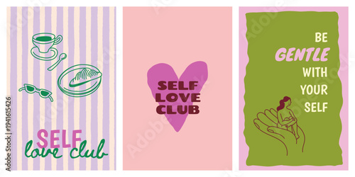 Vector logo design template, graphic element for advertising, branding, heart shape and love, doodle sketch mascot and character, self love and care concept