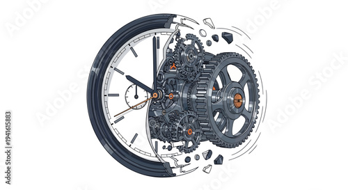 Intricate mechanical clockwork revealing the precision and complexity of time's internal gears and abstract concepts