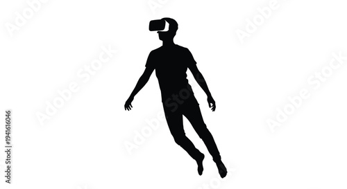 Man using virtual reality headset floating concept