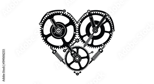 Mechanical gear heart engineering love concept