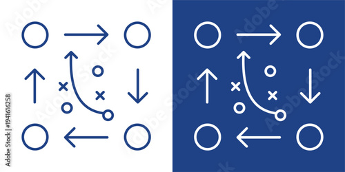 Strategy Blue And White Icon Style Collection