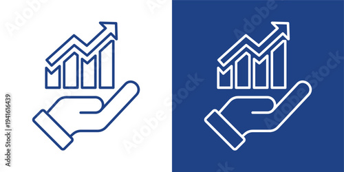Growth Blue And White Icon Style Collection