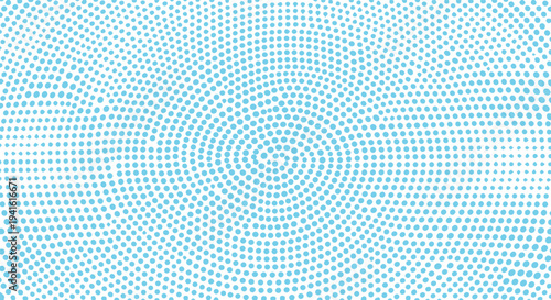 Blue circular halftone dot pattern background, radial gradient effect, abstract design
