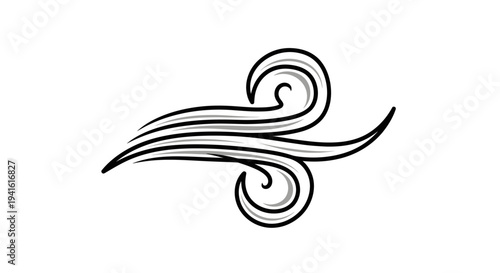 Black Swirling Lines Abstract Design Element.