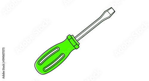 Green Screwdriver Tool with Metal Shaft.