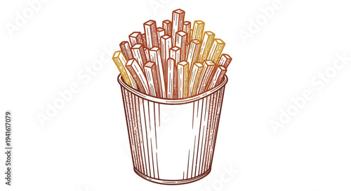 Illustration of French Fries in Container.
