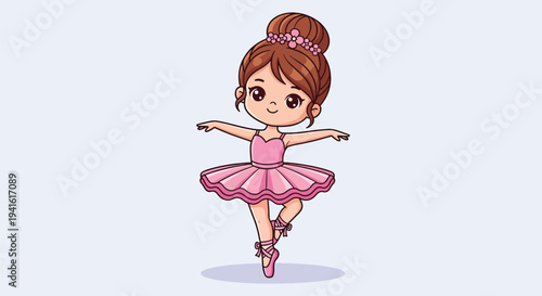 Cute Little Ballerina Girl Dancing Gracefully.