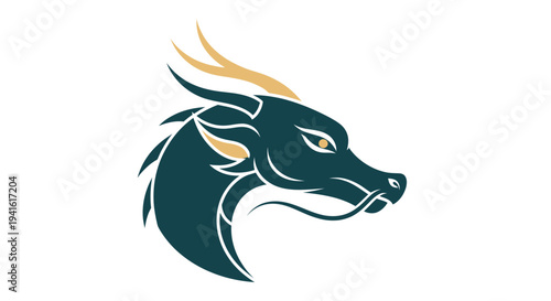 Stylized Dragon Head Illustration Design Element.