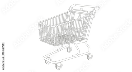 Empty Shopping Cart with Wheels.