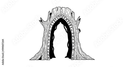 Hollow Tree Stump with Archway Entrance.