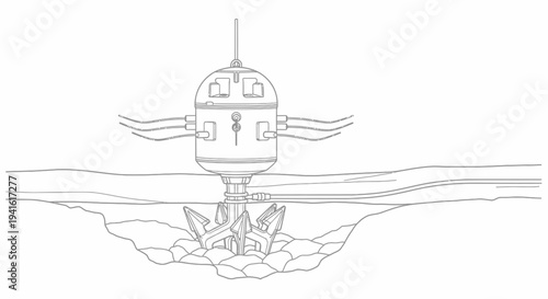 Submarine Underwater Exploration Vehicle Illustration.