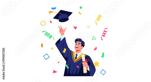 Graduate Throwing Cap in Celebration.