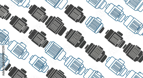 Rows of black and blue cartridges.